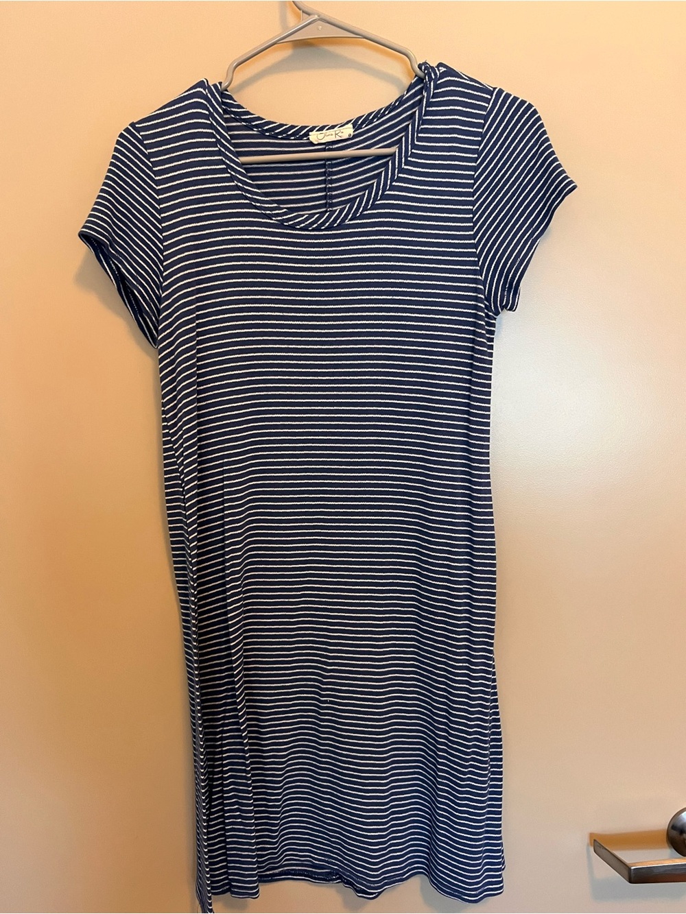 Olivia Rae Navy and White Striped Short Sleeve Dress